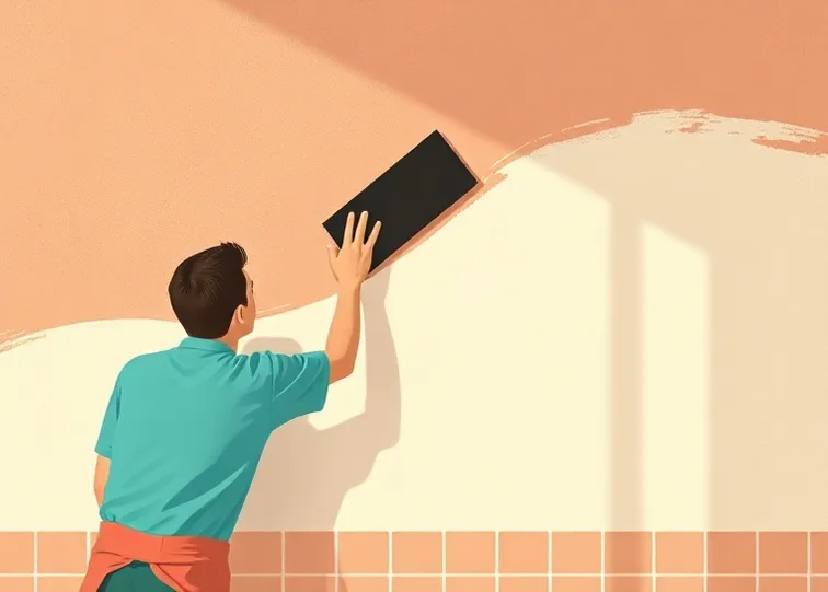 Application d'un enduit décoratif à la lisseuse sur un mur